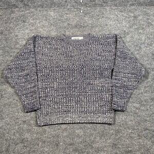 Trend Basics Mens Large Vintage Marled Knit Crewneck Sweater Navy White USA Made
